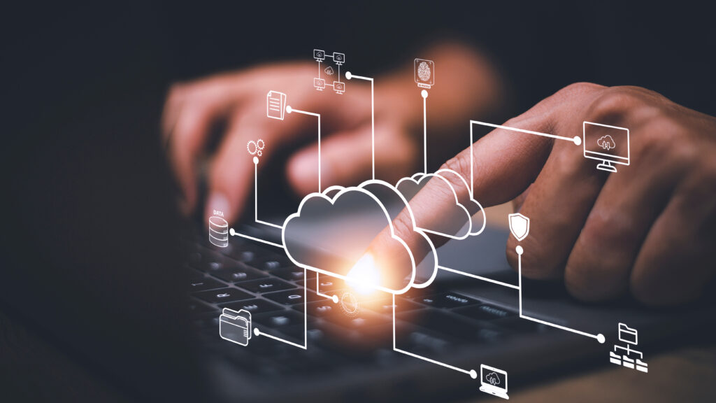 Data moving through the edge continuum, from edge devices analyzing data to cloud services handling complex AI models and processing data.