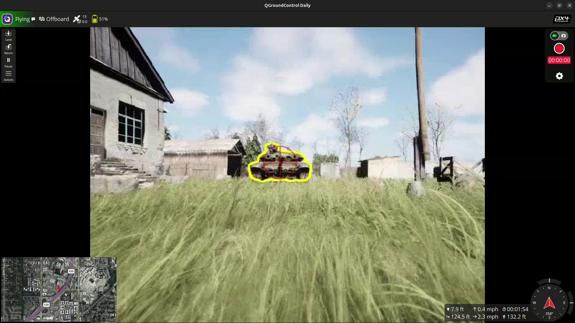 Latent AI autonomous terminal homing demo — Unreal Engine simulation showing drone tracking a moving target at SOF Week 2026